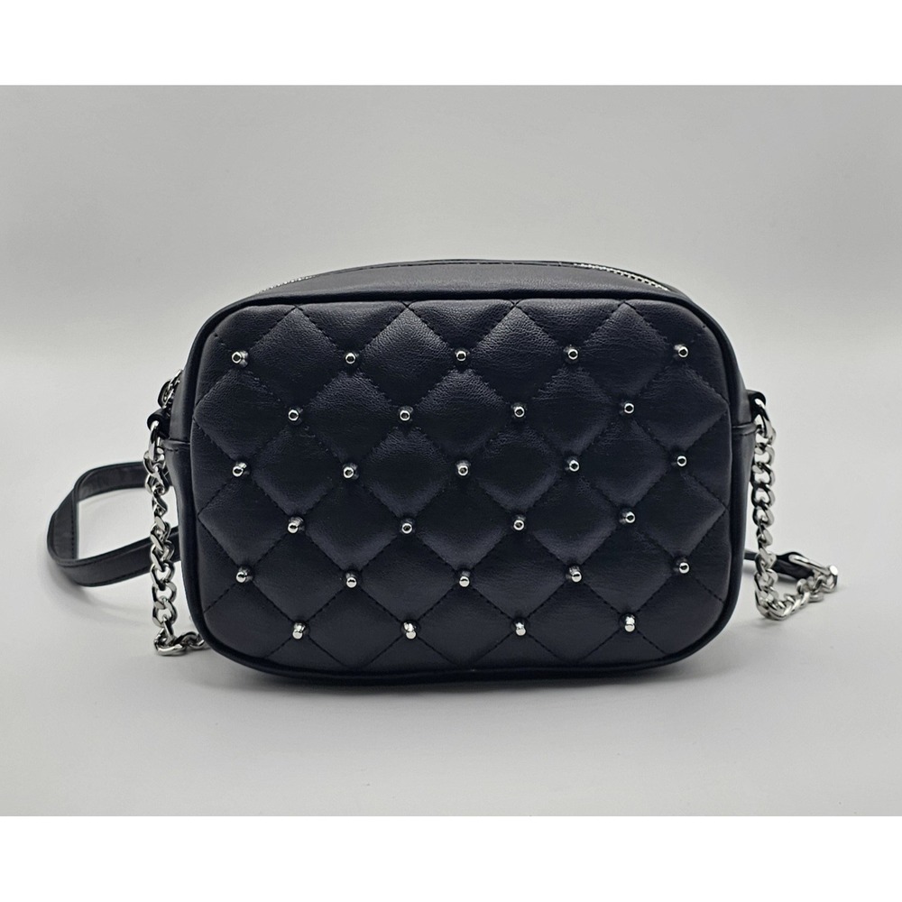 NWT REBECCA MINKOFF Black Quilted Silver Studded Crossbody/Shoulder Bag Purse